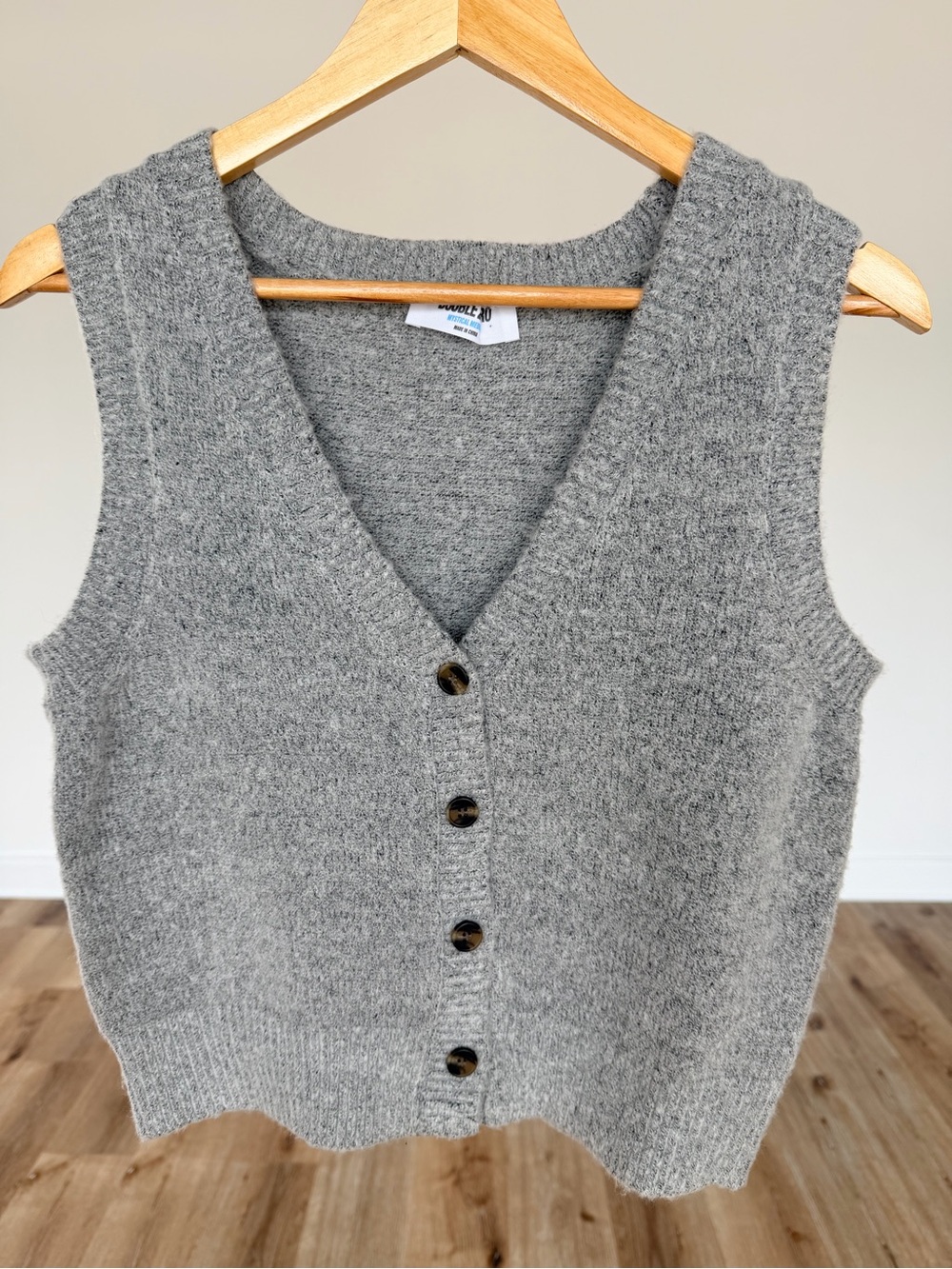 NWOT - Double Zero Grey V-Neck Button Front Sweater Vest